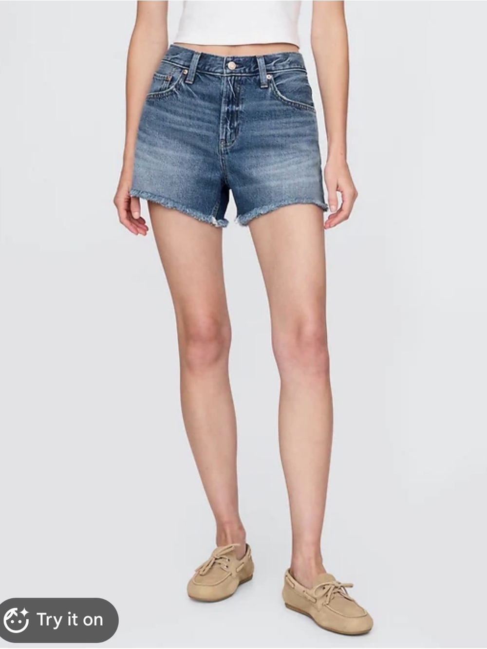 GAP Woman’s High Rise Denim Bermuda Button Fly Shorts, Size 32, EUC